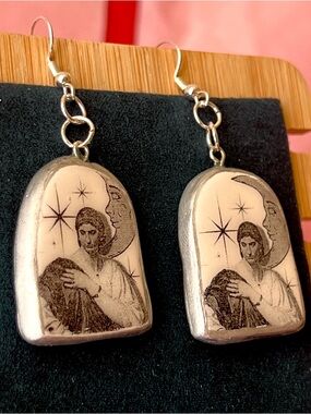 Roman Woman Earrings | Handmade Clay Dangle Earrings | Art History Jewelry